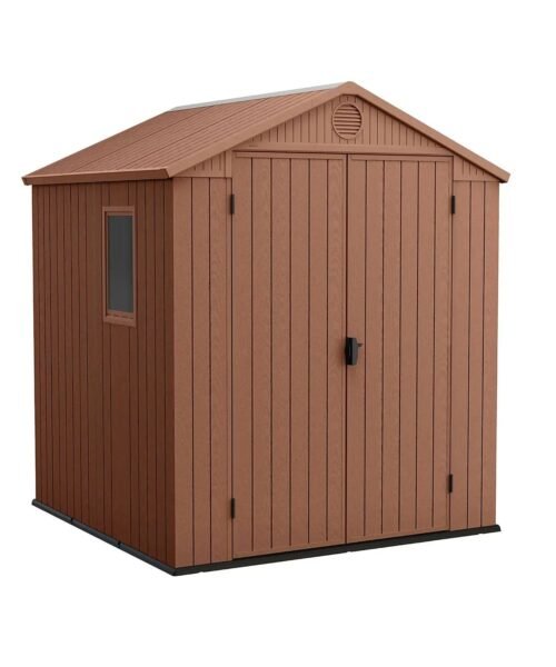 Keter Darwin 6×6 ft Apex 2 door Shed with floor & 1 window (Base included)