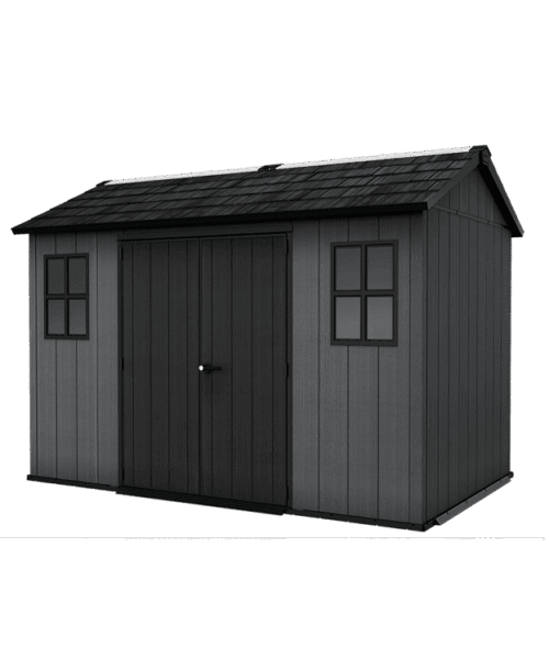 Keter 11’x7.5′ Newton Plus Side Entry Plastic Shed – Dark Grey