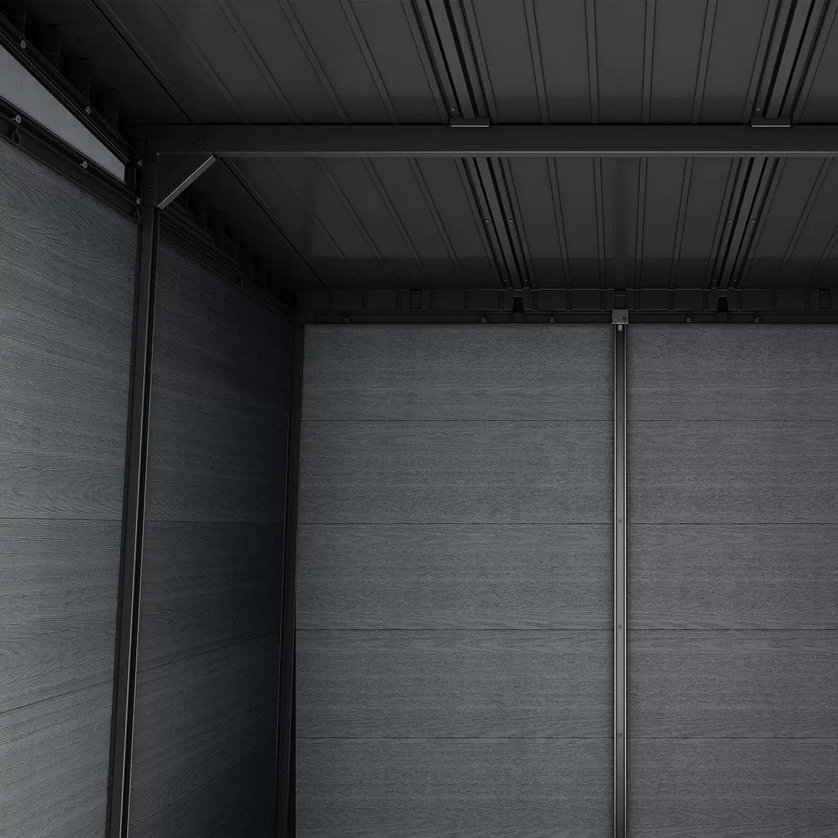 Keter 11’x7.5′ Newton Plus Side Entry Plastic Shed – Dark Grey - Image 4