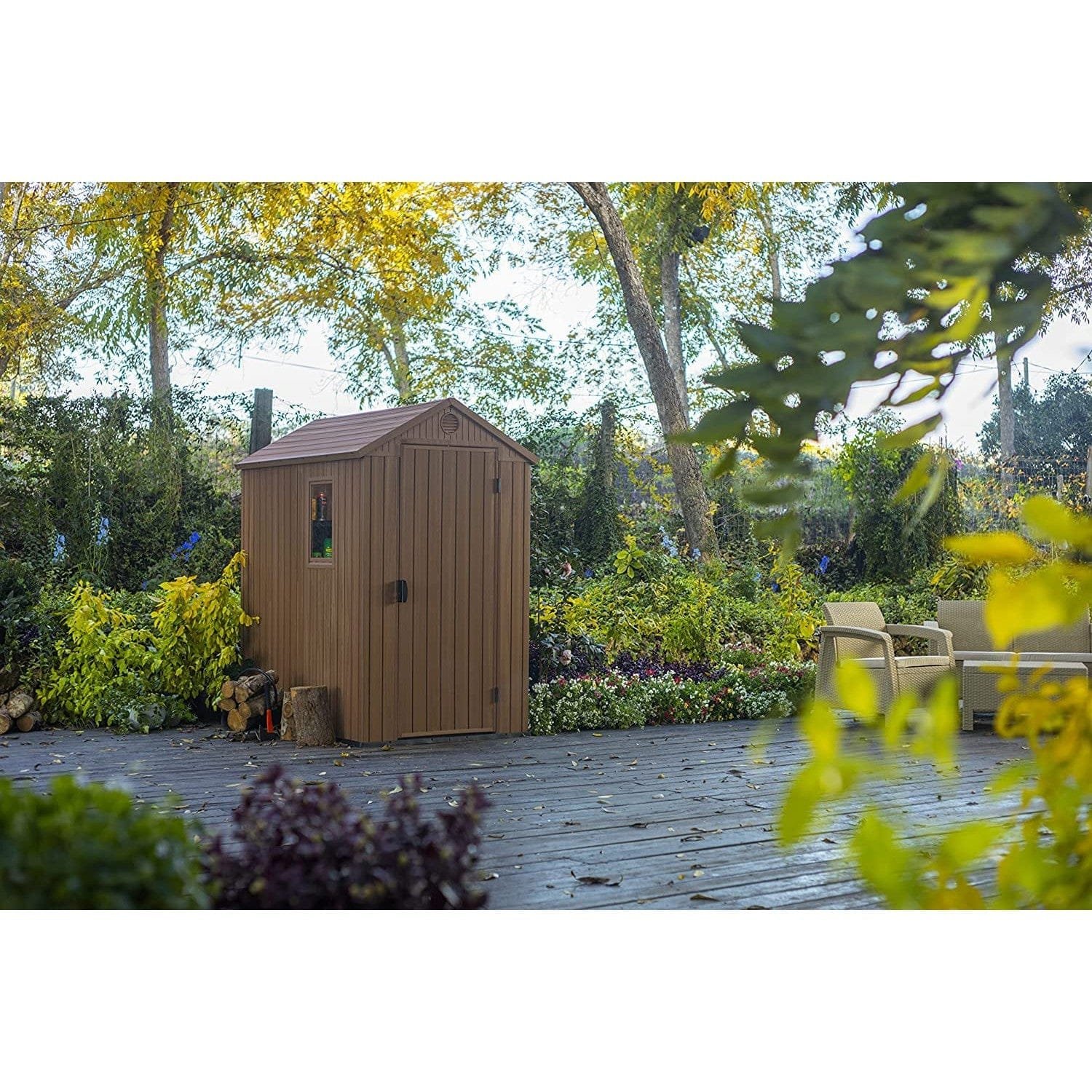Keter 4’x6′ Darwin Heavy Duty Plastic Garden Shed – Brown - Image 3