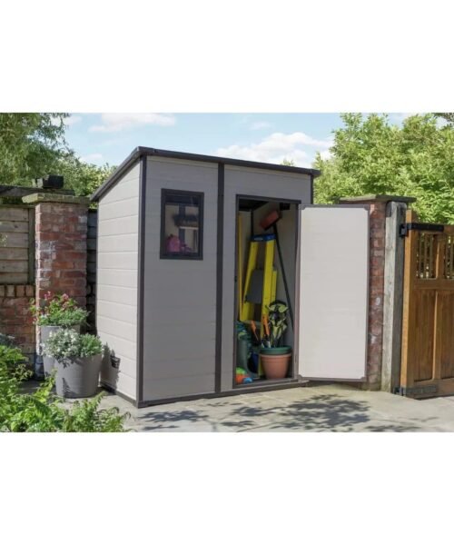 Keter 6′ x 4′ Manor Plastic Pent Garden Storage Shed – Beige