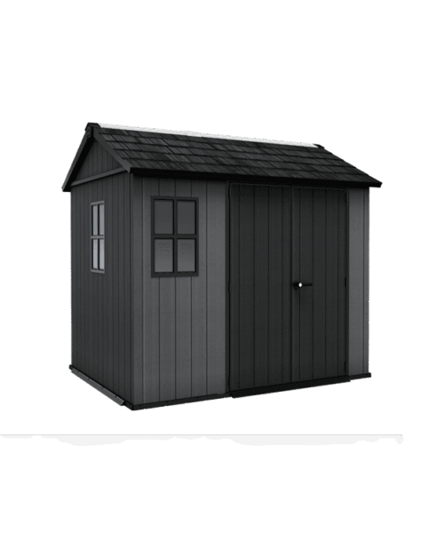Keter 9’x7.5′ Newton Plus Side Entry Plastic Shed – Dark Grey