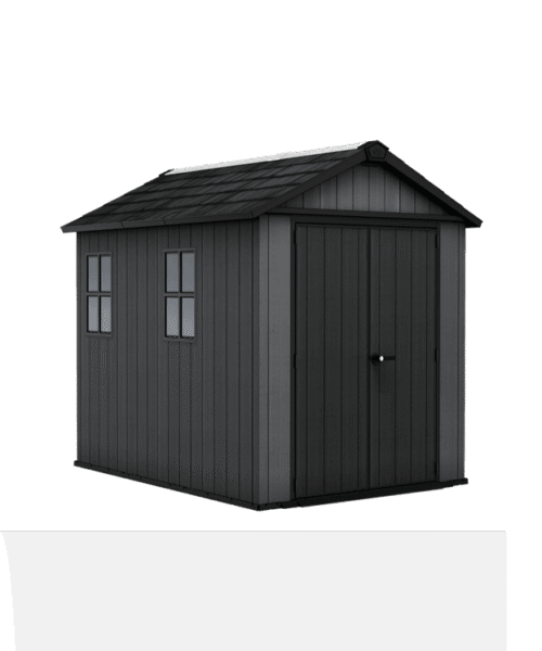 Keter 7.5’x9′ Newton Plus Front Entry Plastic Shed – Dark Grey
