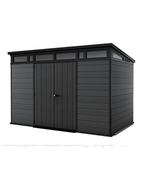 Keter Artisan 7×11 ft Pent Dark-Grey Plastic 2 door Shed with floor & 1 window