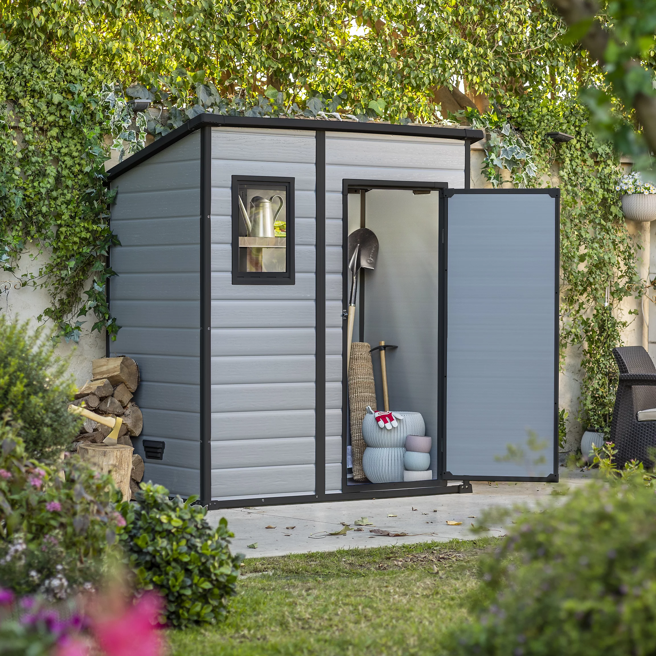Klikstrom Senner 6×4 ft Pent Grey Shed with floor & 1 window