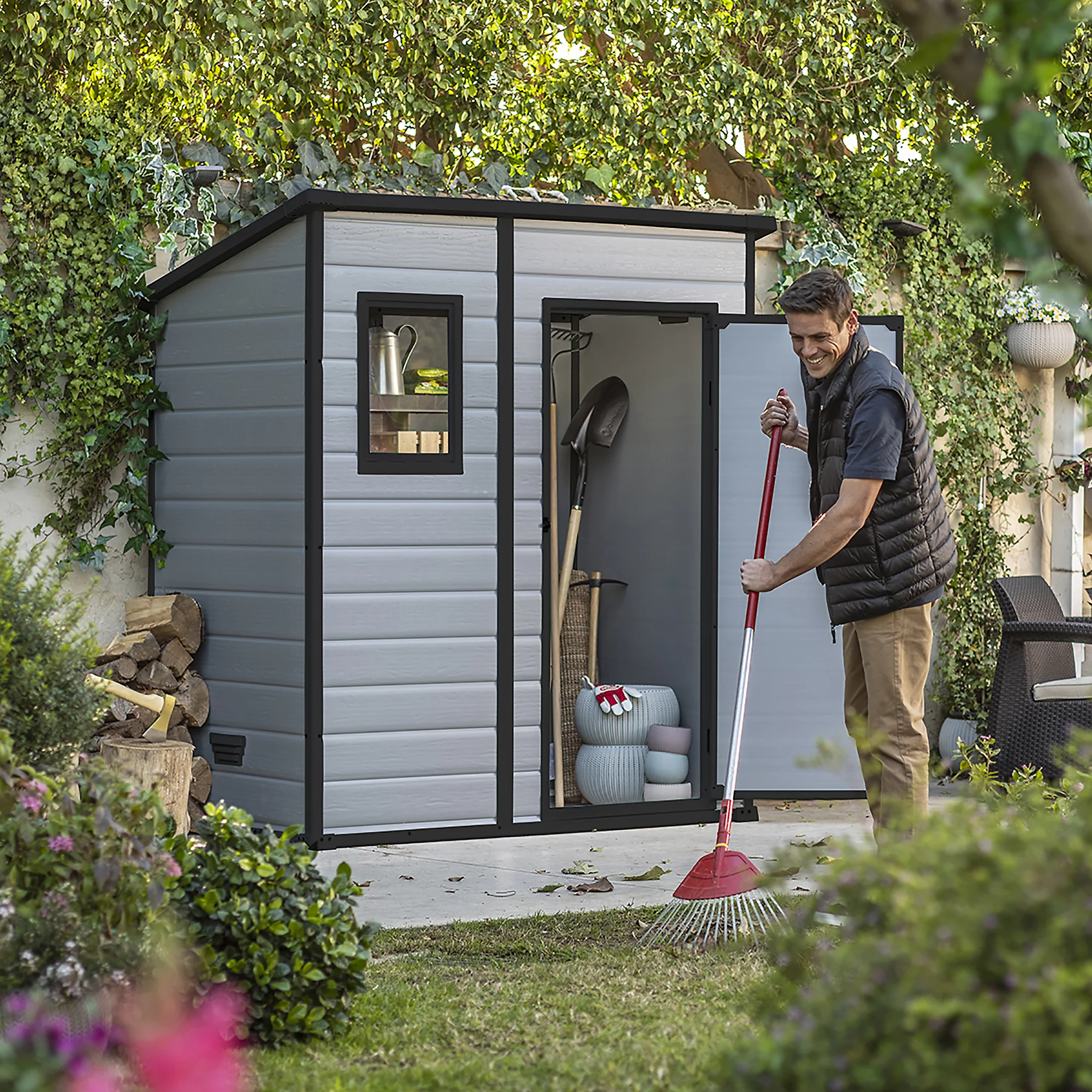 Klikstrom Senner 6×4 ft Pent Grey Shed with floor & 1 window - Image 6