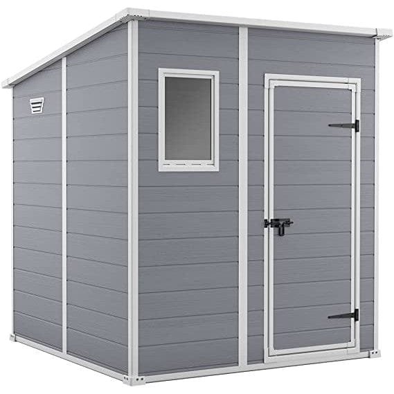 Keter 6′ x 6′ Manor Plastic Pent Garden Storage Shed – Grey