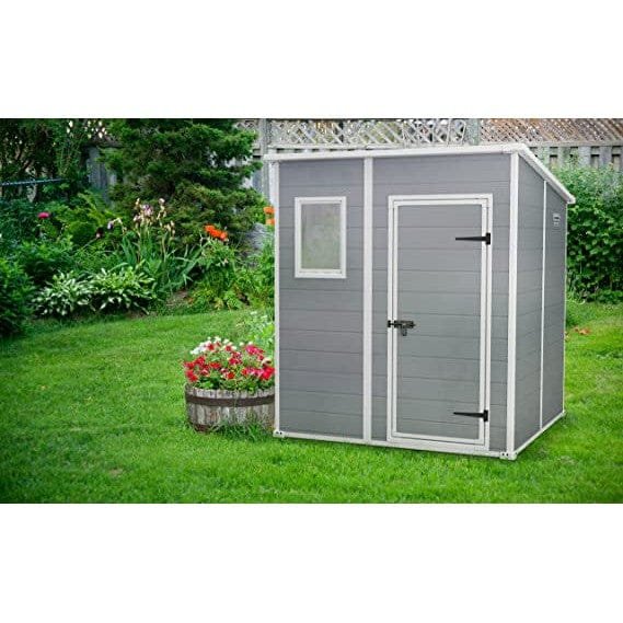 Keter 6′ x 6′ Manor Plastic Pent Garden Storage Shed – Grey - Image 8