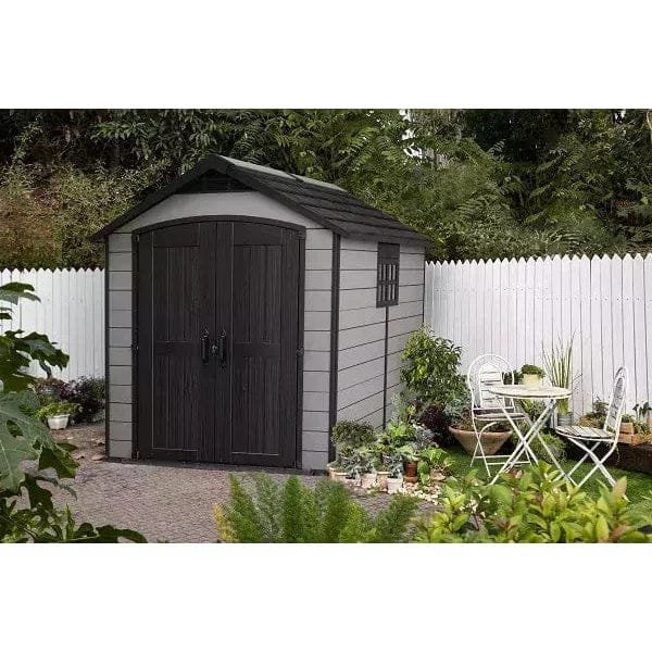 Keter 7.5’x9′ Premier Heavy Duty Plastic Shed – Grey - Image 2